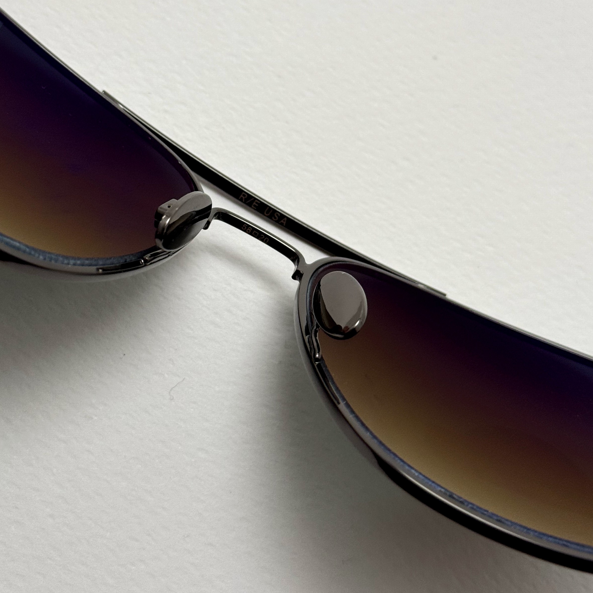 عینک آفتابی خلبانی رندولف شیشه سنگ آنتی رفلکس مشکی فریم نوک مدادی فول پک RANDOLPH AVIATOR RE 58 24K WHITE GOLD