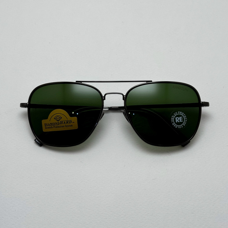 عینک آفتابی خلبانی رندولف شیشه سنگ آنتی رفلکس سبز فریم نوک مدادی فول پک RANDOLPH AVIATOR RE 58 24K