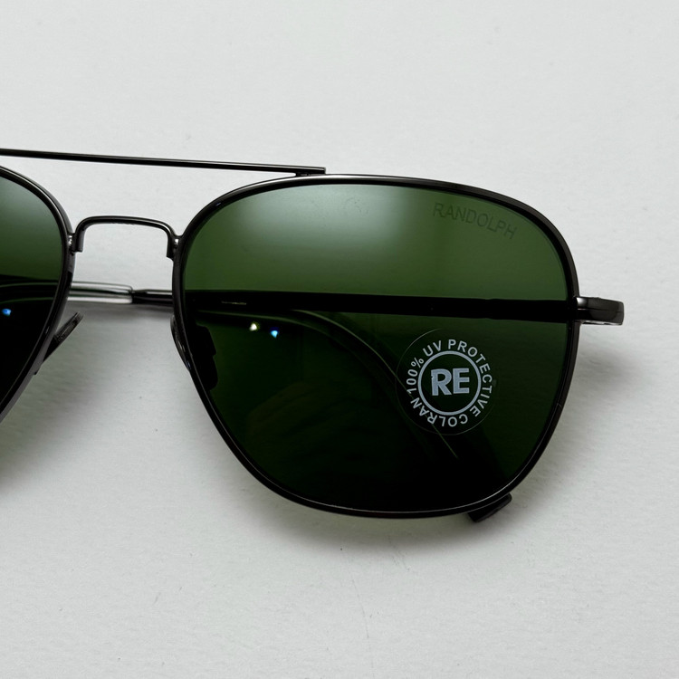 عینک آفتابی خلبانی رندولف شیشه سنگ آنتی رفلکس سبز فریم نوک مدادی فول پک RANDOLPH AVIATOR RE 58 24K