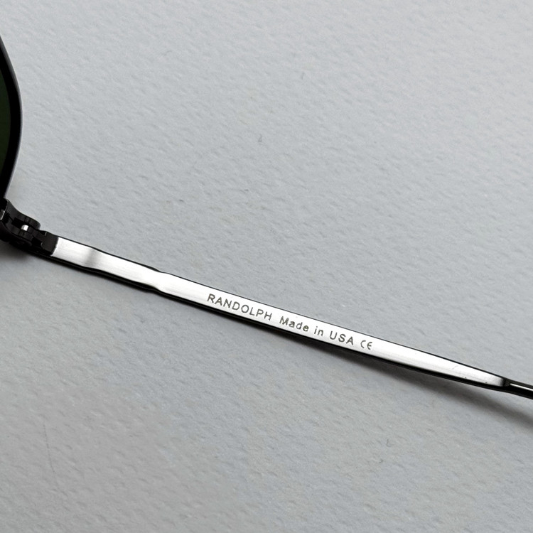 عینک آفتابی خلبانی رندولف شیشه سنگ آنتی رفلکس سبز فریم نوک مدادی فول پک RANDOLPH AVIATOR RE 58 24K