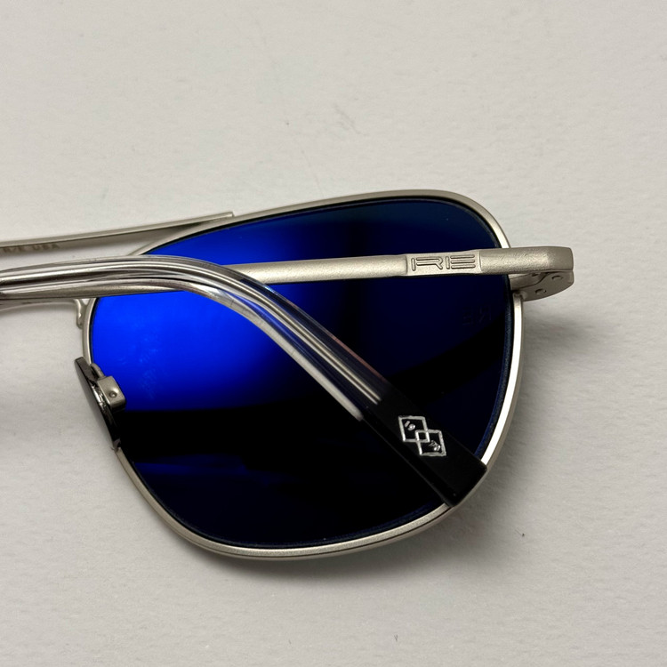 عینک آفتابی خلبانی رندولف شیشه سنگ آنتی رفلکس مشکی نقره ای فول پک RANDOLPH AVIATOR RE 58 24K WHITE GOLD