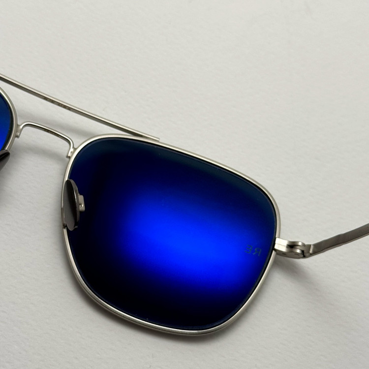 عینک آفتابی خلبانی رندولف شیشه سنگ آنتی رفلکس مشکی نقره ای فول پک RANDOLPH AVIATOR RE 58 24K WHITE GOLD