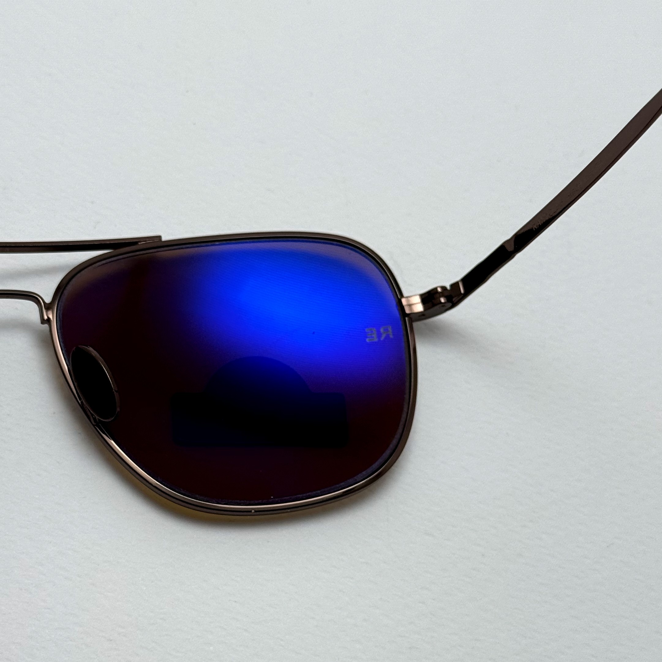 عینک آفتابی خلبانی رندولف شیشه سنگ آنتی رفلکس قهوه ای فریم قهوه ای فول پک RANDOLPH AVIATOR RE 58 24K