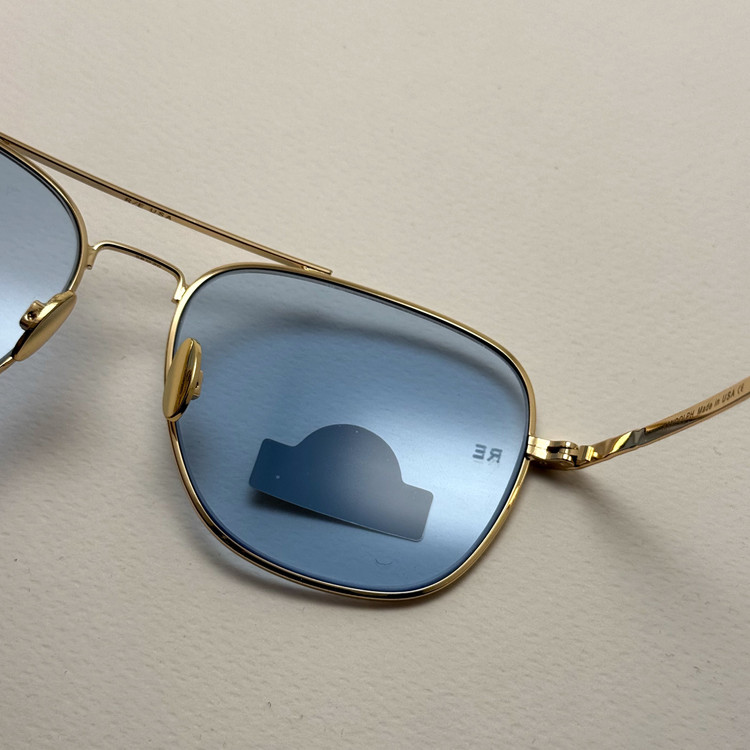 عینک آفتابی خلبانی رندولف شیشه سنگ آبی آسمانی طلایی فول پک RANDOLPH AVIATOR RE 58 24K GOLD