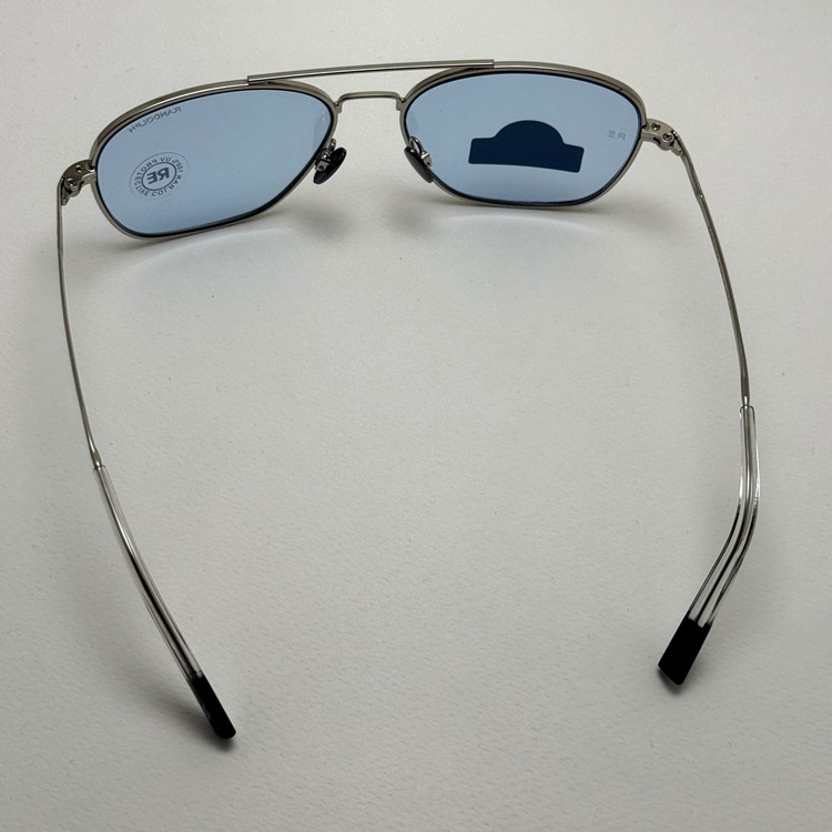 عینک شب و آفتابی خلبانی رندولف شیشه سنگ آبی آسمانی نقره ای فول پک RANDOLPH AVIATOR RE 58 24K WHITE GOLD