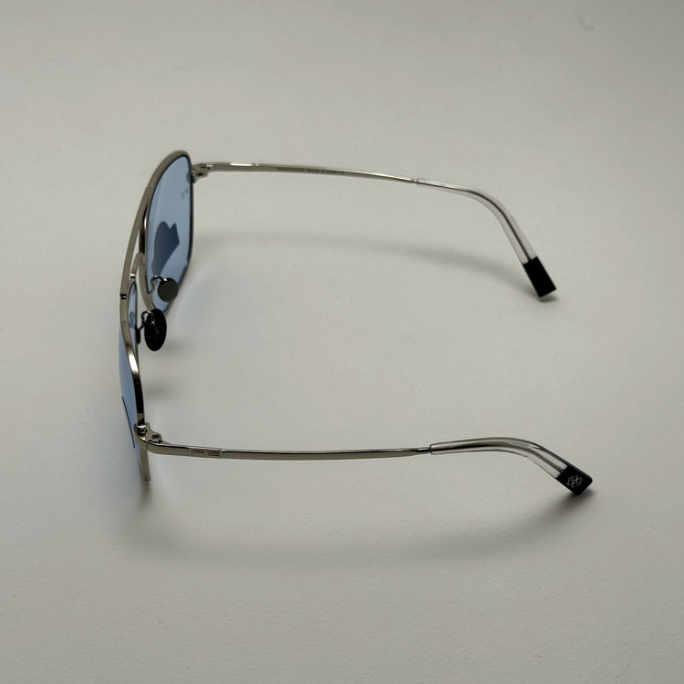 عینک شب و آفتابی خلبانی رندولف شیشه سنگ آبی آسمانی نقره ای فول پک RANDOLPH AVIATOR RE 58 24K WHITE GOLD