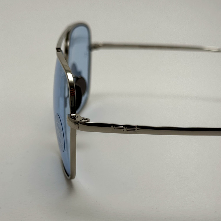عینک شب و آفتابی خلبانی رندولف شیشه سنگ آبی آسمانی نقره ای فول پک RANDOLPH AVIATOR RE 58 24K WHITE GOLD