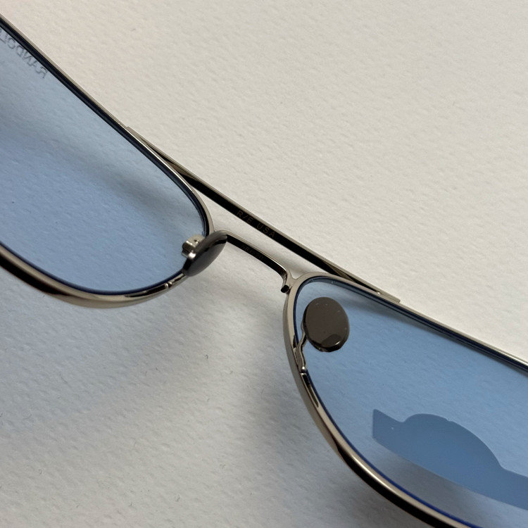 عینک شب و آفتابی خلبانی رندولف شیشه سنگ آبی آسمانی نقره ای فول پک RANDOLPH AVIATOR RE 58 24K WHITE GOLD