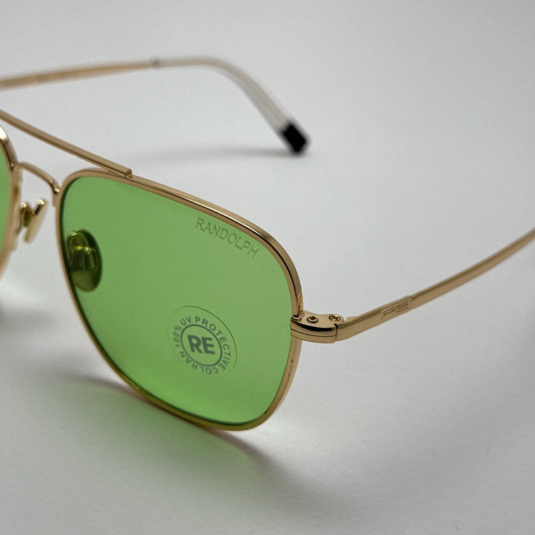 عینک شب و آفتابی خلبانی رندولف شیشه سنگ سبز فریم طلایی فول پک اصلی RANDOLPH AVIATOR RE 58 24K GOLD