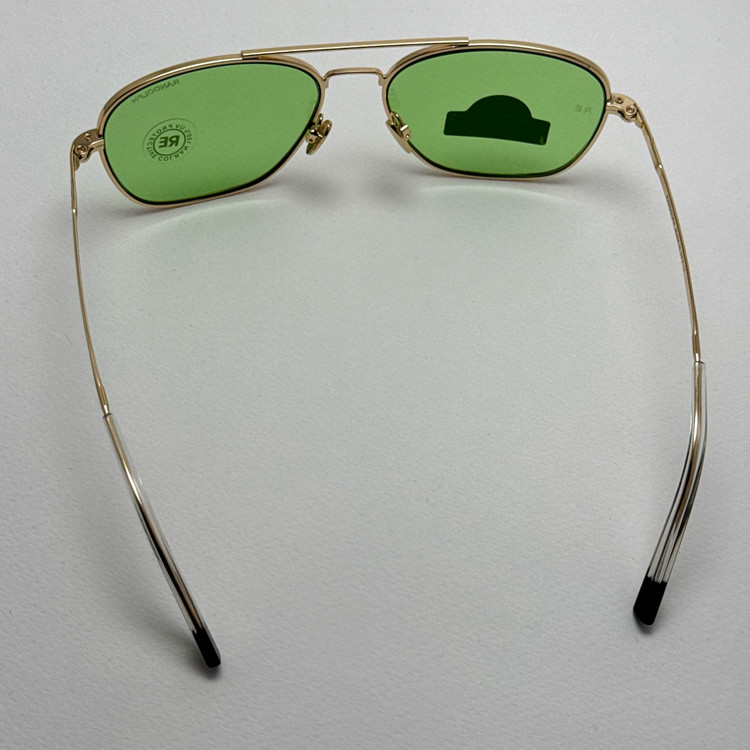 عینک شب و آفتابی خلبانی رندولف شیشه سنگ سبز فریم طلایی فول پک اصلی RANDOLPH AVIATOR RE 58 24K GOLD