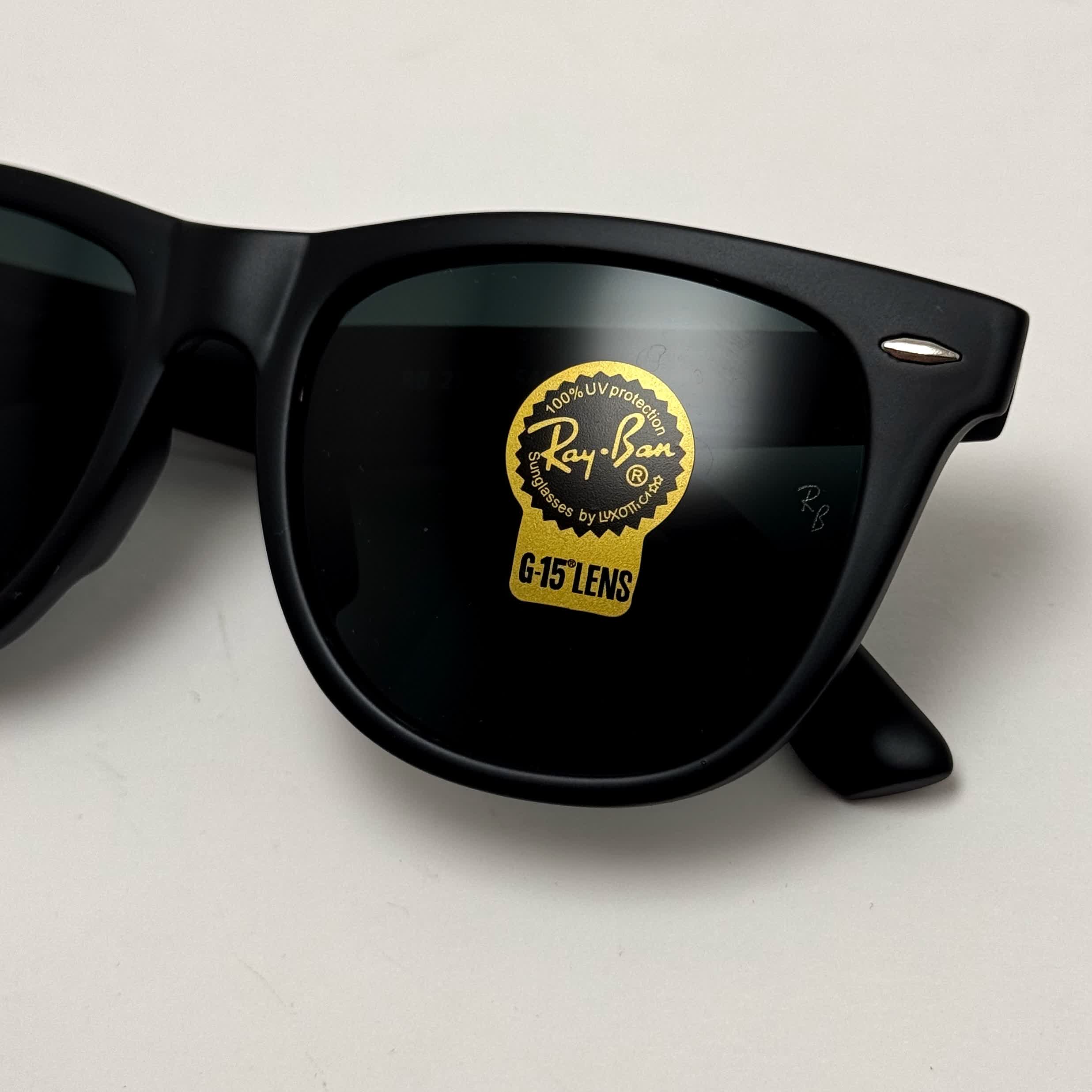 عینک آفتابی ریبن ویفرر شیشه سنگ مشکی به همراه پک کامل ریبن Rayban WAYFARER RB 2140 سایز 54