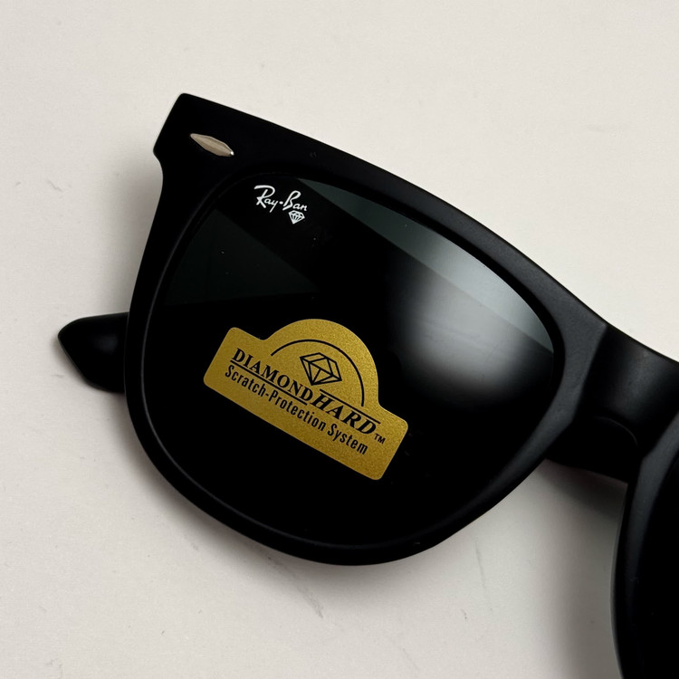 عینک آفتابی ریبن ویفرر شیشه سنگ مشکی به همراه پک کامل ریبن Rayban WAYFARER RB 2140 سایز 54