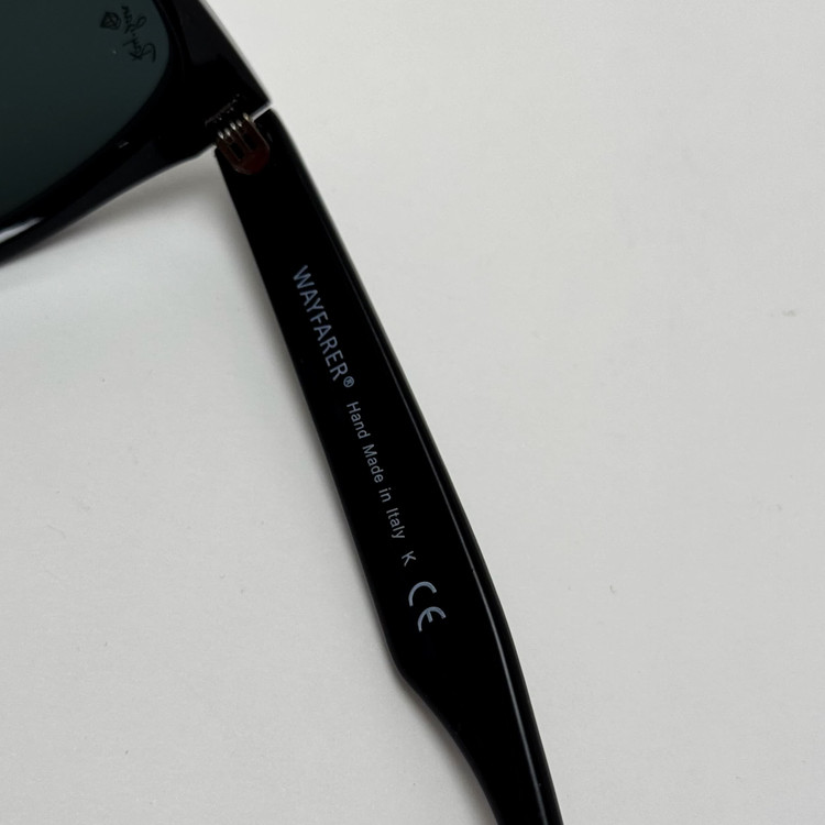 عینک آفتابی ریبن ویفرر شیشه سنگ مشکی براق به همراه پک کامل ریبن Rayban WAYFARER RB 2140 سایز 54