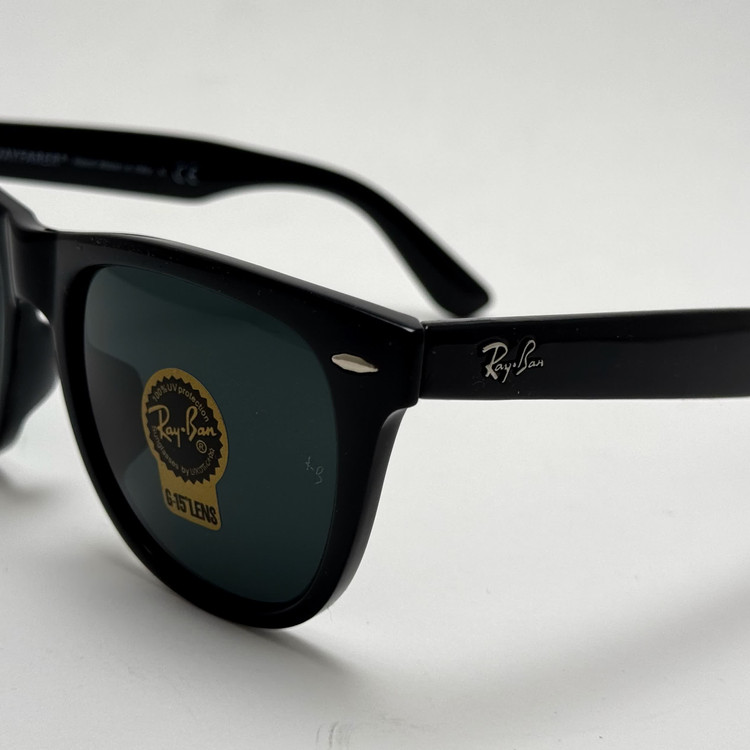 عینک آفتابی ریبن ویفرر شیشه سنگ مشکی براق به همراه پک کامل ریبن Rayban WAYFARER RB 2140 سایز 54