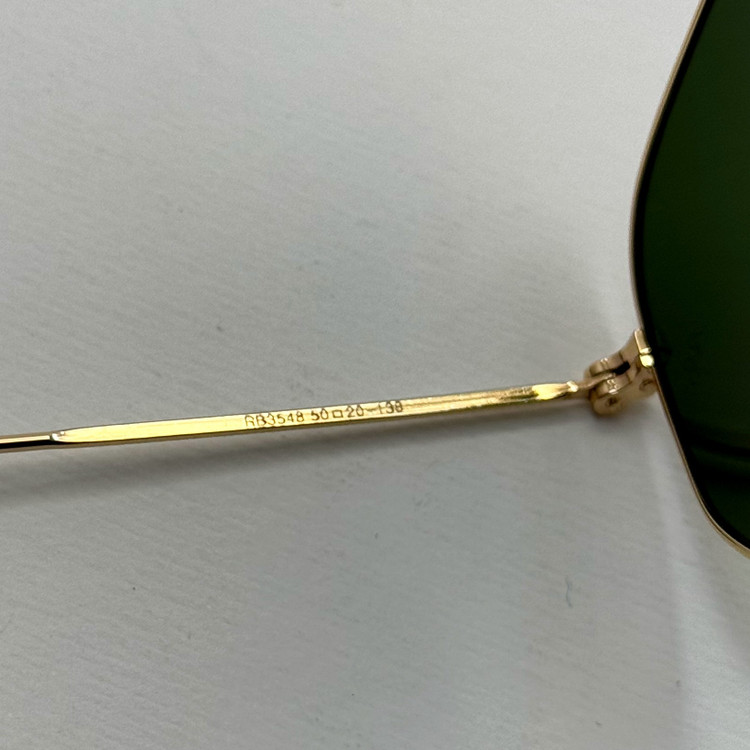 عینک ریبن هگزونال شیشه سنگ سیز فریم طلایی به همراه پک کامل ریبن کد Rayban RB 3548