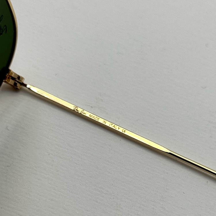 عینک ریبن هگزونال شیشه سنگ سیز فریم طلایی به همراه پک کامل ریبن کد Rayban RB 3548