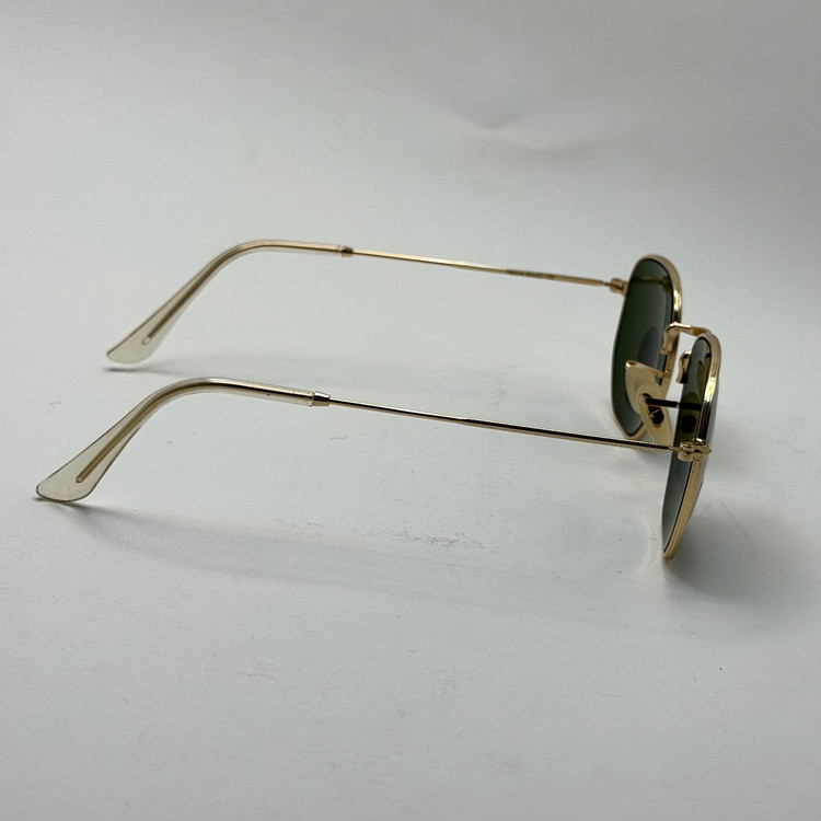 عینک ریبن هگزونال شیشه سنگ سیز فریم طلایی به همراه پک کامل ریبن کد Rayban RB 3548