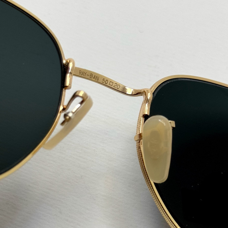 عینک ریبن هگزونال شیشه سنگ مشکی فریم طلایی به همراه پک کامل ریبن کد Rayban RB 3548