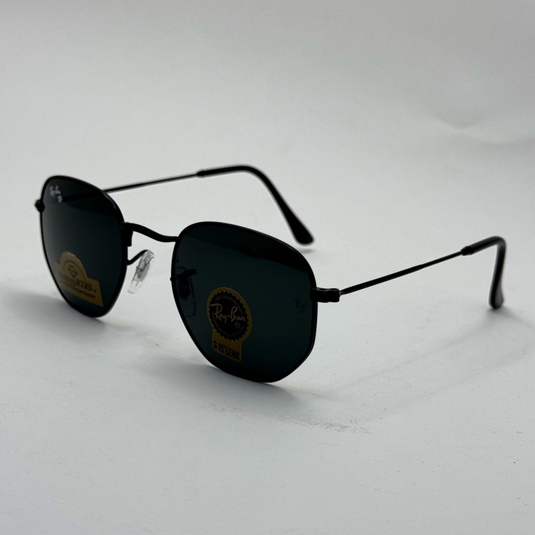 عینک ریبن هگزونال شیشه سنگ تمام مشکی به همراه پک کامل ریبن کد Rayban RB 3548