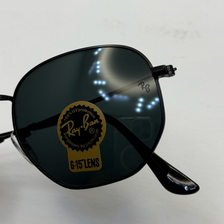 عینک ریبن هگزونال شیشه سنگ تمام مشکی به همراه پک کامل ریبن کد Rayban RB 3548