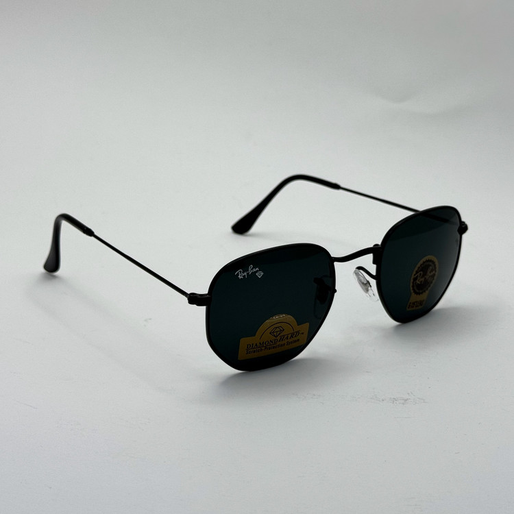 عینک ریبن هگزونال شیشه سنگ تمام مشکی به همراه پک کامل ریبن کد Rayban RB 3548