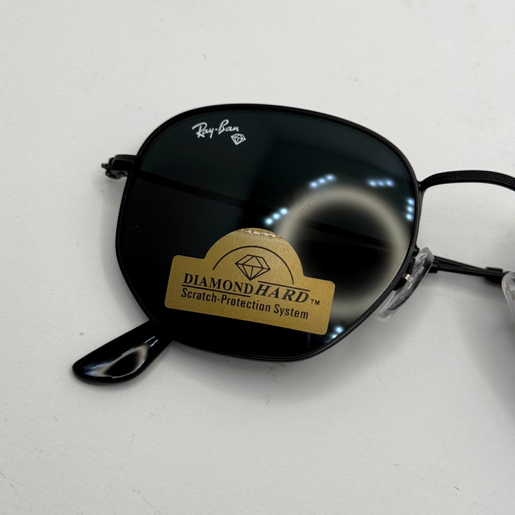 عینک ریبن هگزونال شیشه سنگ تمام مشکی به همراه پک کامل ریبن کد Rayban RB 3548