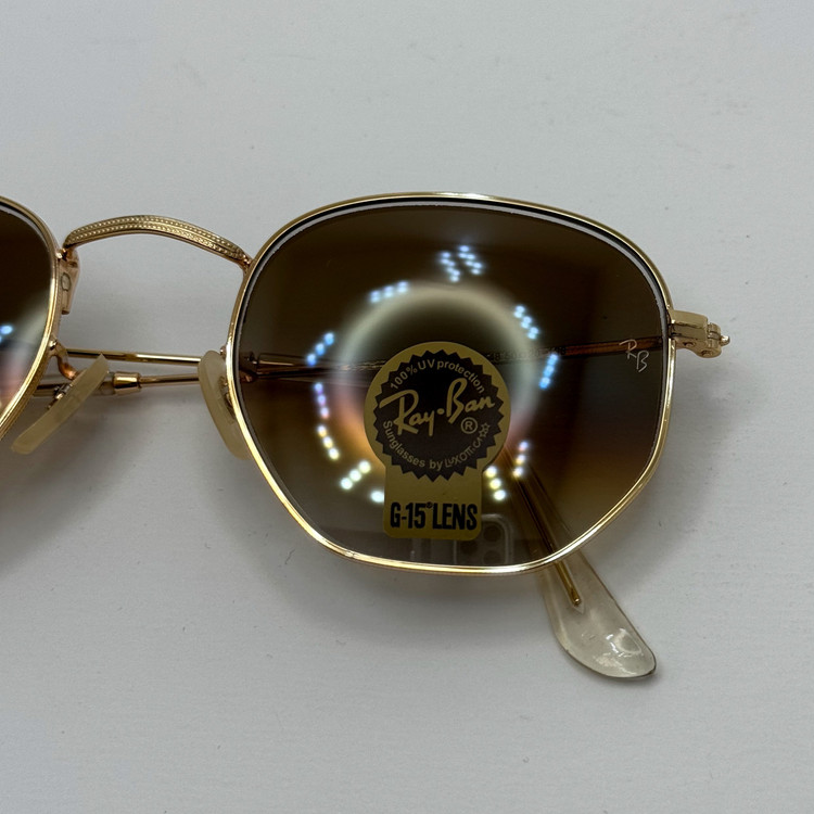 عینک ریبن شیشه سنگ هگزونال قهوه ای هایلایت آنتی رفلکس به همراه پک کامل ریبن کد Rayban RB 3548
