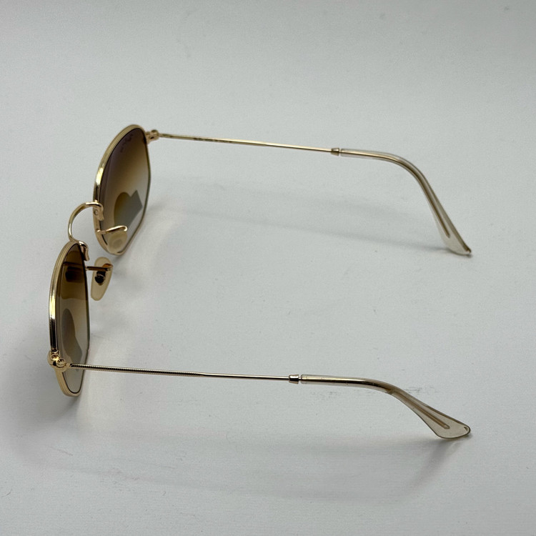عینک ریبن شیشه سنگ هگزونال قهوه ای هایلایت آنتی رفلکس به همراه پک کامل ریبن کد Rayban RB 3548