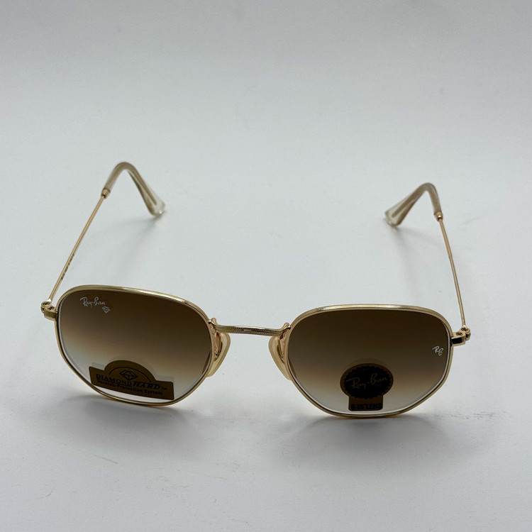 عینک ریبن شیشه سنگ هگزونال قهوه ای هایلایت آنتی رفلکس به همراه پک کامل ریبن کد Rayban RB 3548