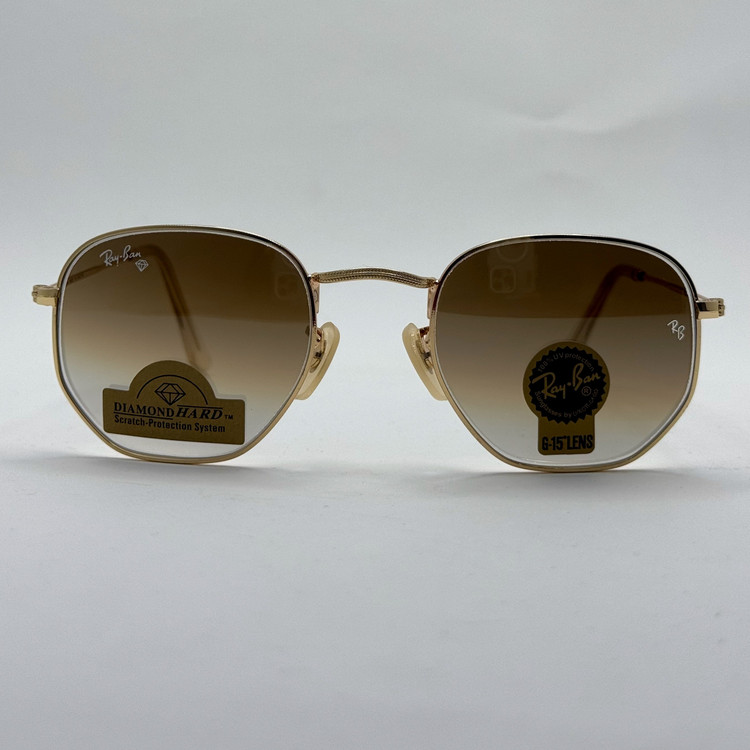 عینک ریبن شیشه سنگ هگزونال قهوه ای هایلایت آنتی رفلکس به همراه پک کامل ریبن کد Rayban RB 3548