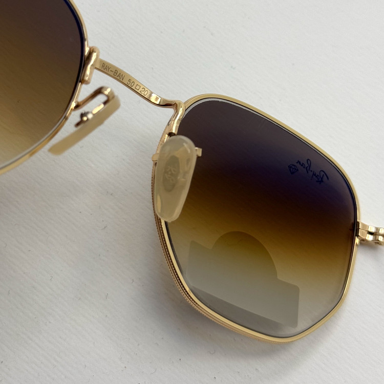 عینک ریبن شیشه سنگ هگزونال قهوه ای هایلایت آنتی رفلکس به همراه پک کامل ریبن کد Rayban RB 3548