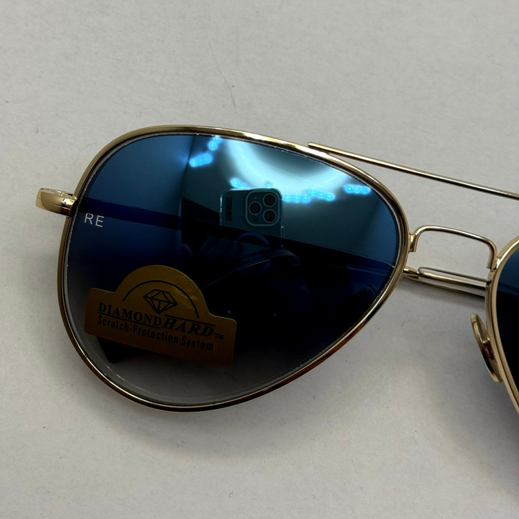 عینک آفتابی و شب خلبانی رندولف شیشه سنگ مدل کانکورد آبی فریم طلایی فول پک RANDOLPH CONCORD CR 231 24K GOLD