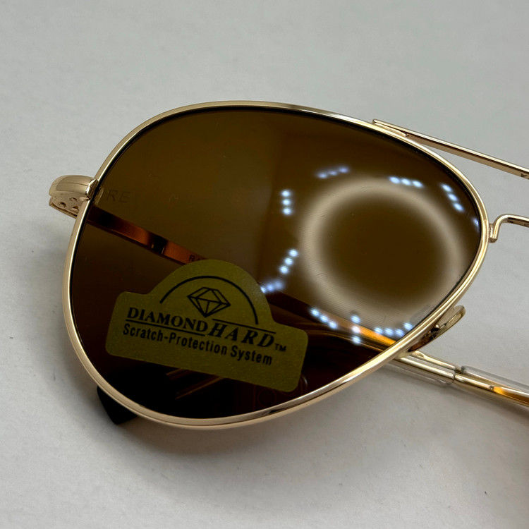 عینک آفتابی خلبانی رندولف شیشه سنگ مدل کانکورد آنتی رفلکس قهوه ای طلایی فول پک RANDOLPH CONCORD CR 231 24K GOLD