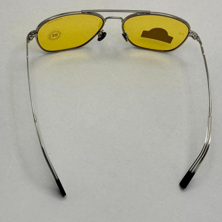 عینک آفتابی و شب خلبانی رندولف شیشه سنگ زرد فریم نقره ای فول پک اصلی RANDOLPH AVIATOR RE 58 24K WHITE GOLD