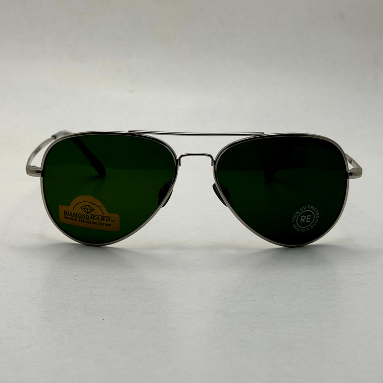 عینک آفتابی خلبانی رندولف شیشه سنگ کانکورد آنتی رفلکس سبز فریم نقره ای فول پک اصلی RANDOLPH AVIATOR CR 231 24K