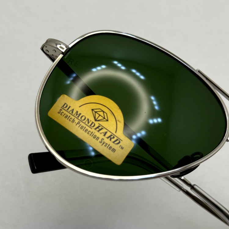 عینک آفتابی خلبانی رندولف شیشه سنگ کانکورد آنتی رفلکس سبز فریم نقره ای فول پک اصلی RANDOLPH AVIATOR CR 231 24K