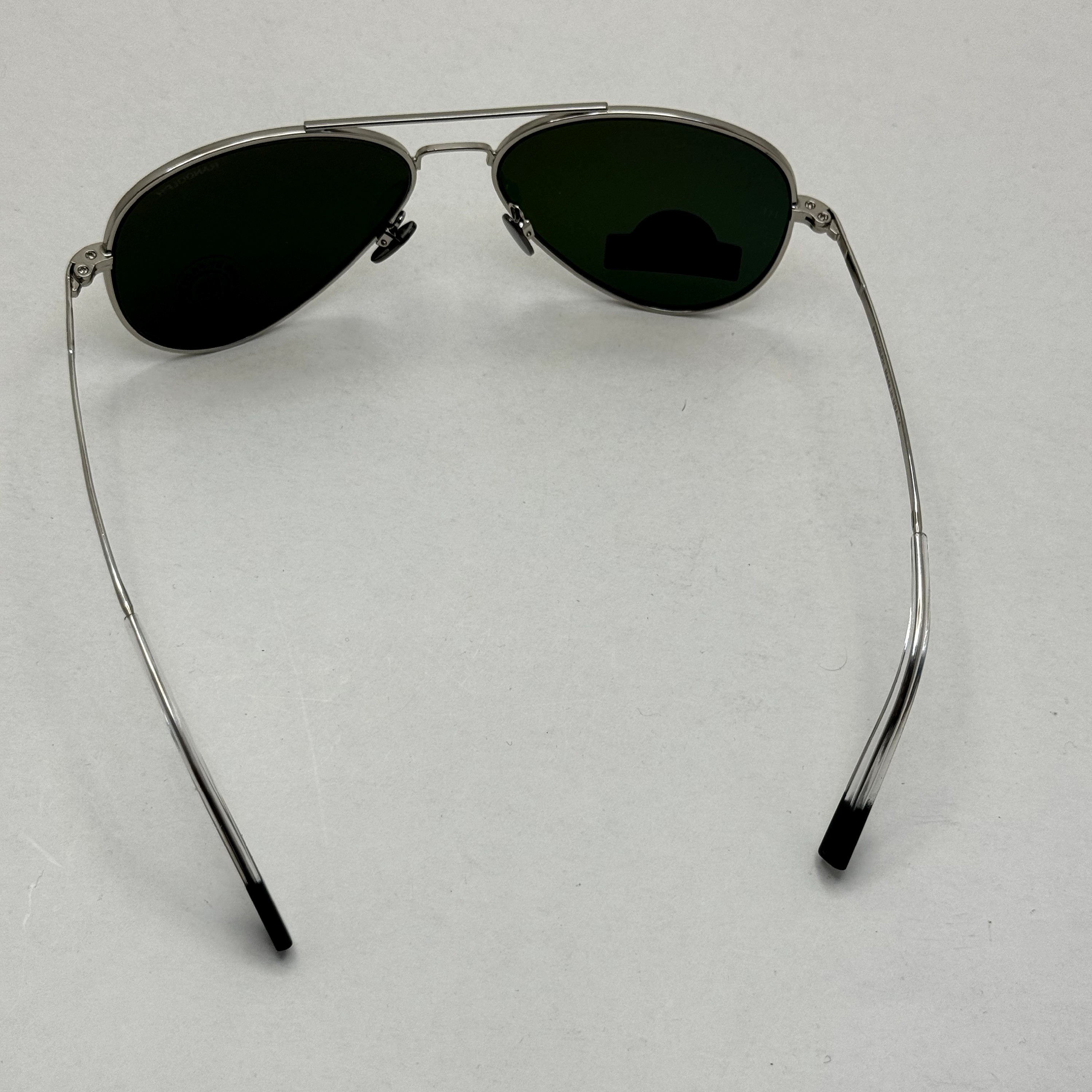 عینک آفتابی خلبانی رندولف شیشه سنگ کانکورد آنتی رفلکس سبز فریم نقره ای فول پک اصلی RANDOLPH AVIATOR CR 231 24K