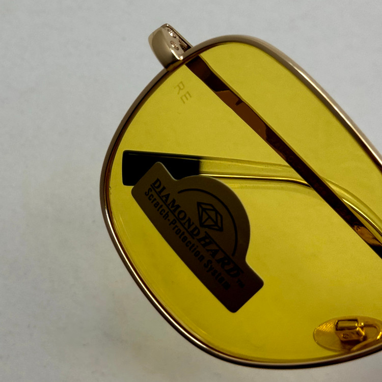 عینک آفتابی و شب خلبانی رندولف شیشه سنگ زرد فریم طلایی فول پک اصلی RANDOLPH AVIATOR RE 58 24K GOLD