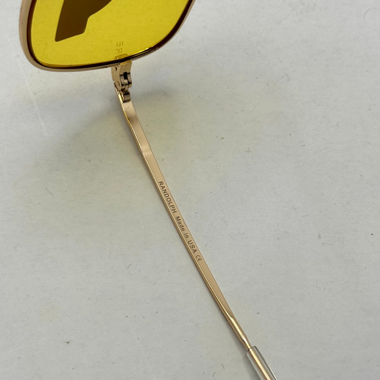 عینک آفتابی و شب خلبانی رندولف شیشه سنگ زرد فریم طلایی فول پک اصلی RANDOLPH AVIATOR RE 58 24K GOLD