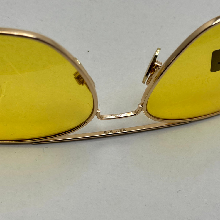 عینک آفتابی و شب خلبانی رندولف شیشه سنگ زرد فریم طلایی فول پک اصلی RANDOLPH AVIATOR RE 58 24K GOLD