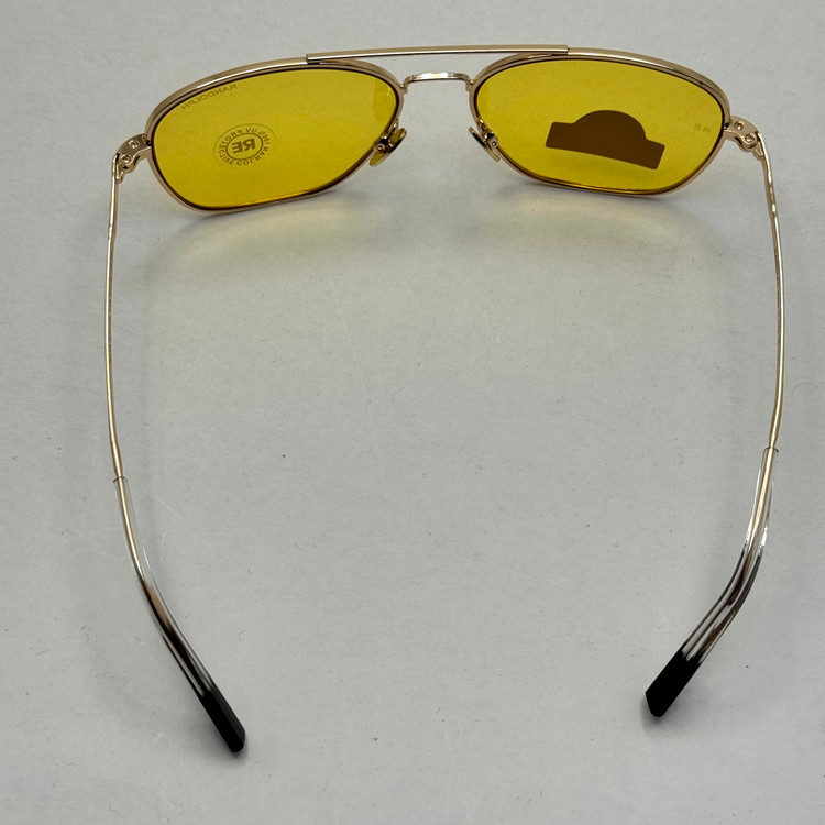 عینک آفتابی و شب خلبانی رندولف شیشه سنگ زرد فریم طلایی فول پک اصلی RANDOLPH AVIATOR RE 58 24K GOLD