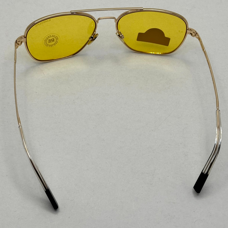 عینک آفتابی و شب خلبانی رندولف شیشه سنگ زرد فریم طلایی فول پک اصلی RANDOLPH AVIATOR RE 58 24K GOLD