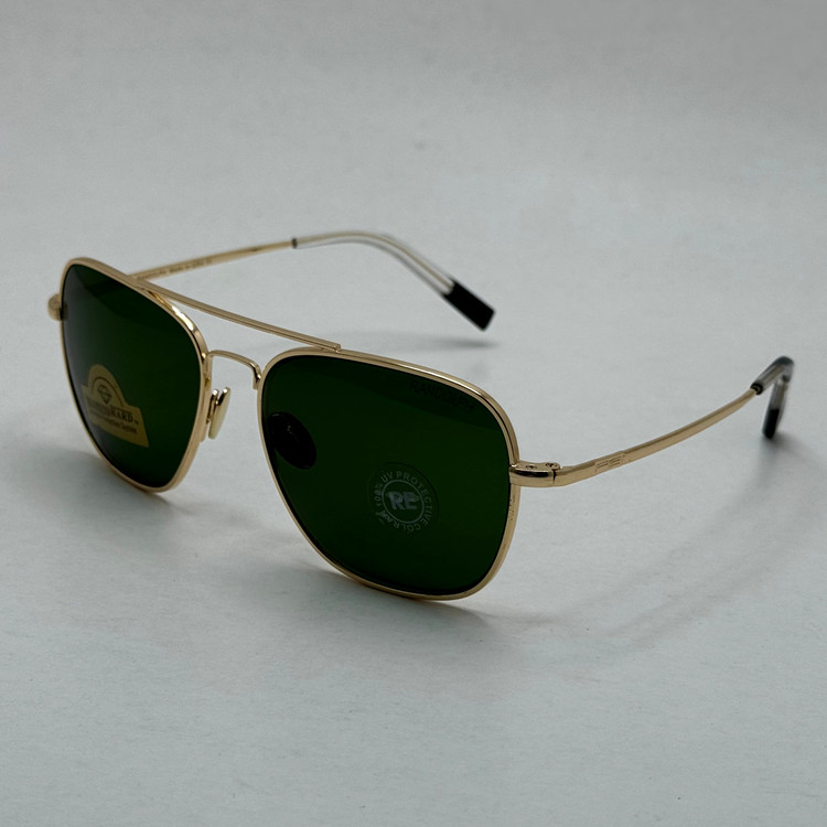 عینک آفتابی خلبانی رندولف شیشه سنگ آنتی رفلکس سبز فریم طلایی فول پک اصلی RANDOLPH AVIATOR RE 58 24K GOLD