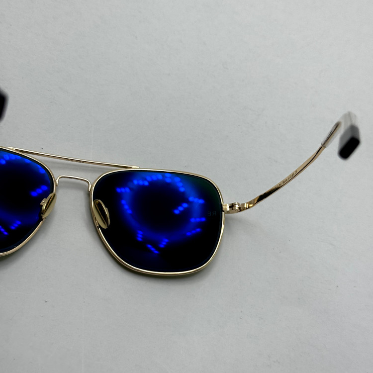 عینک آفتابی خلبانی رندولف شیشه سنگ آنتی رفلکس سبز فریم طلایی فول پک اصلی RANDOLPH AVIATOR RE 58 24K GOLD