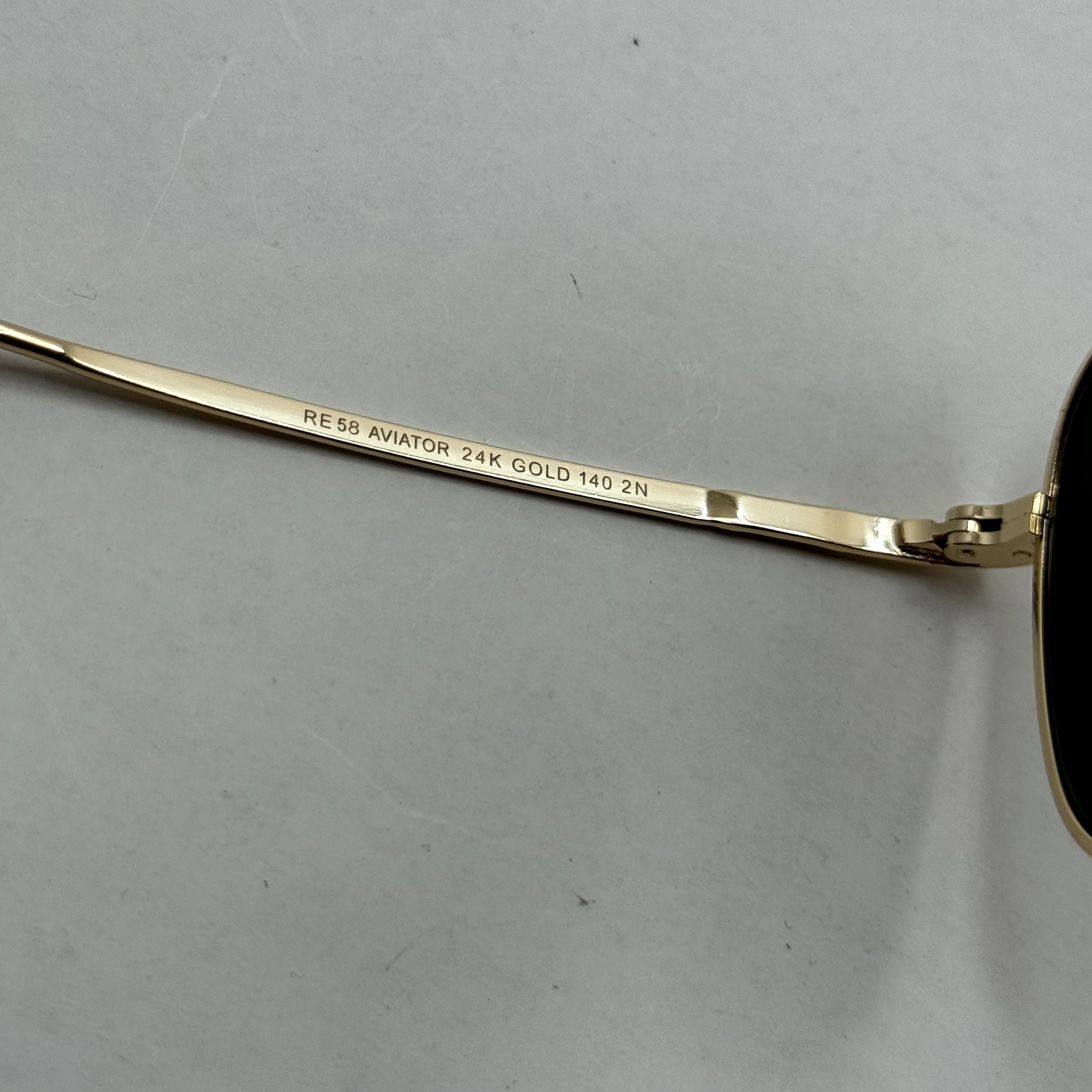 عینک آفتابی خلبانی رندولف شیشه سنگ آنتی رفلکس سبز فریم طلایی فول پک اصلی RANDOLPH AVIATOR RE 58 24K GOLD