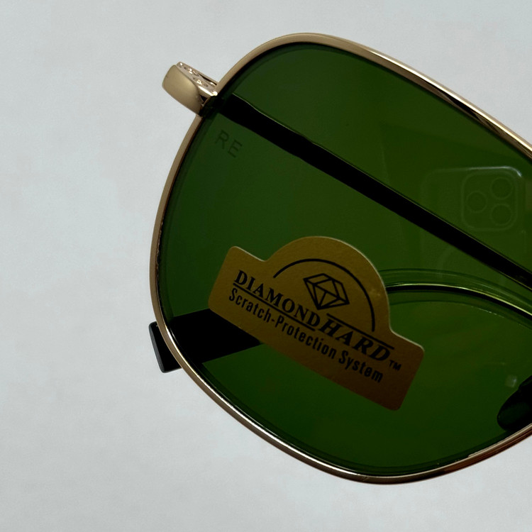 عینک آفتابی خلبانی رندولف شیشه سنگ آنتی رفلکس سبز فریم طلایی فول پک اصلی RANDOLPH AVIATOR RE 58 24K GOLD