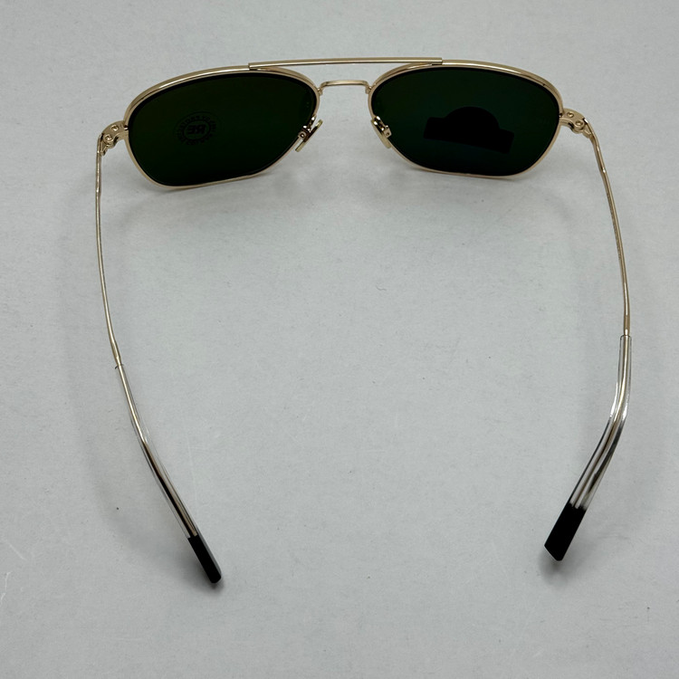 عینک آفتابی خلبانی رندولف شیشه سنگ آنتی رفلکس سبز فریم طلایی فول پک اصلی RANDOLPH AVIATOR RE 58 24K GOLD