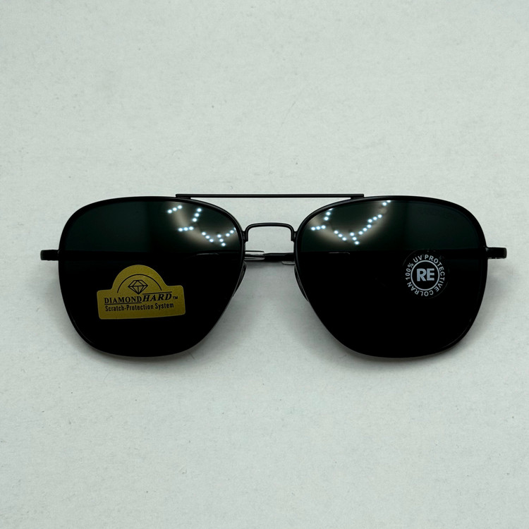 عینک آفتابی خلبانی رندولف شیشه سنگ آنتی رفلکس مشکی فریم مشکی فول پک RANDOLPH AVIATOR RE 58 BLACK