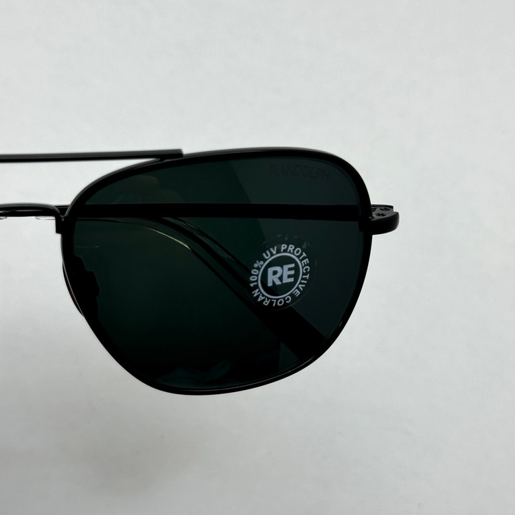 عینک آفتابی خلبانی رندولف شیشه سنگ آنتی رفلکس مشکی فریم مشکی فول پک RANDOLPH AVIATOR RE 58 BLACK