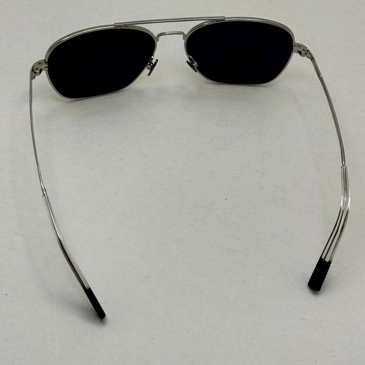 عینک آفتابی خلبانی رندولف شیشه سنگ آنتی رفلکس مشکی فریم نقره ای فول پک RANDOLPH AVIATOR RE 58 WHITE GOLD
